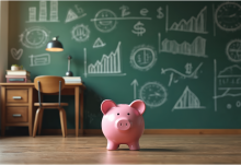 chalkboard with piggy bank